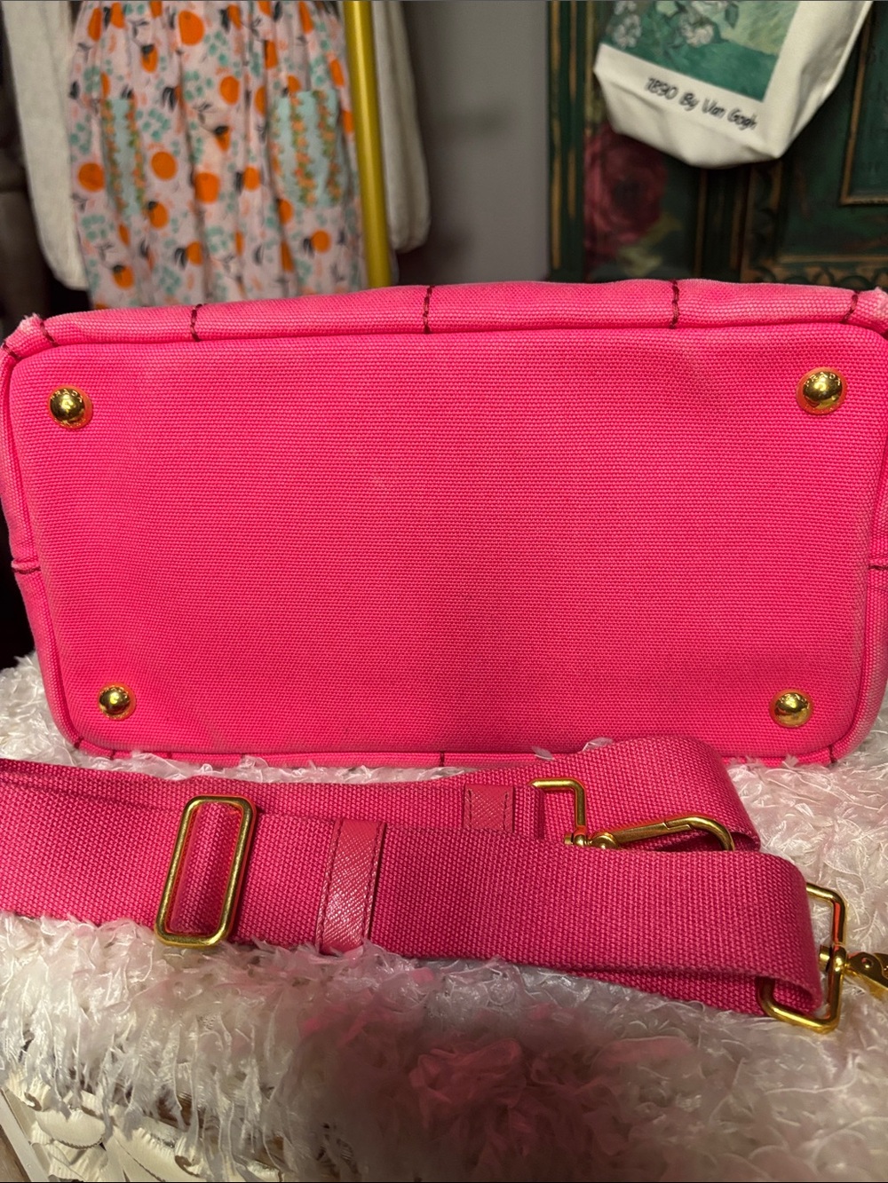 Prada Canapa Small Canvas Tote with Strap - Picture 9 of 16